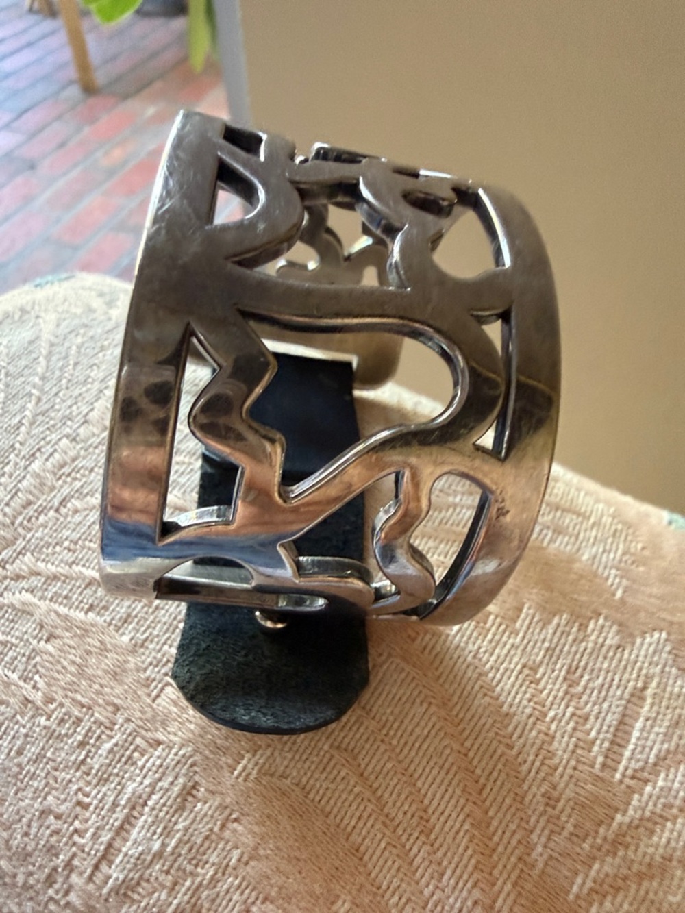Tous Kaos Black Leather and Sterling silver Cuff Bracelet - Picture 5 of 5